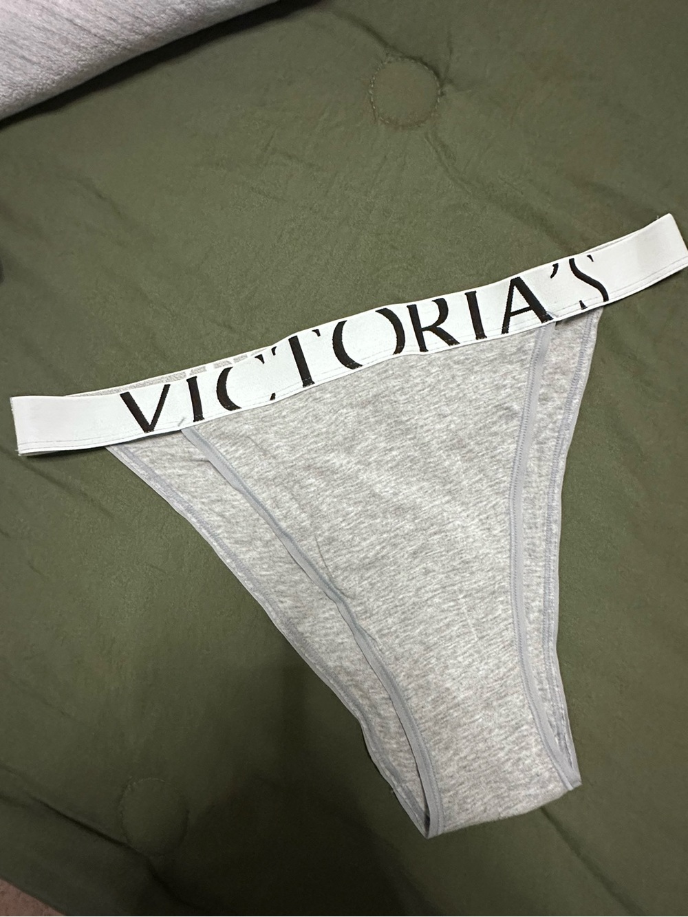 Victoria's Secret Gray Cotton Logo Thong